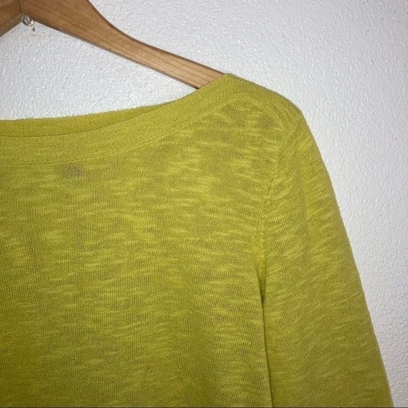 Eileen Fisher Slub Knit Boat Neck Womens Top S Green Yellow - Picture 3 of 5